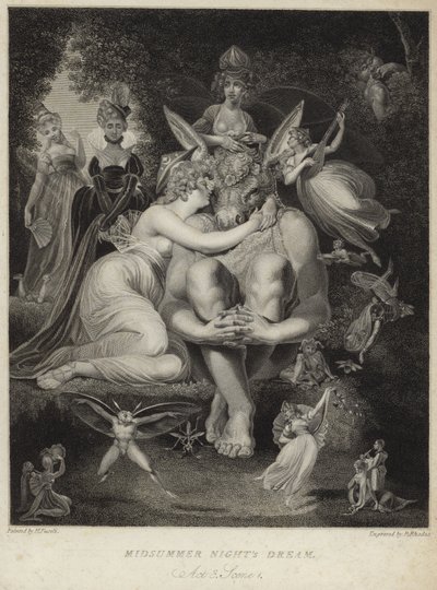 Titania küsst Bottom in Ein Sommernachtstraum von Johann Heinrich Füssli